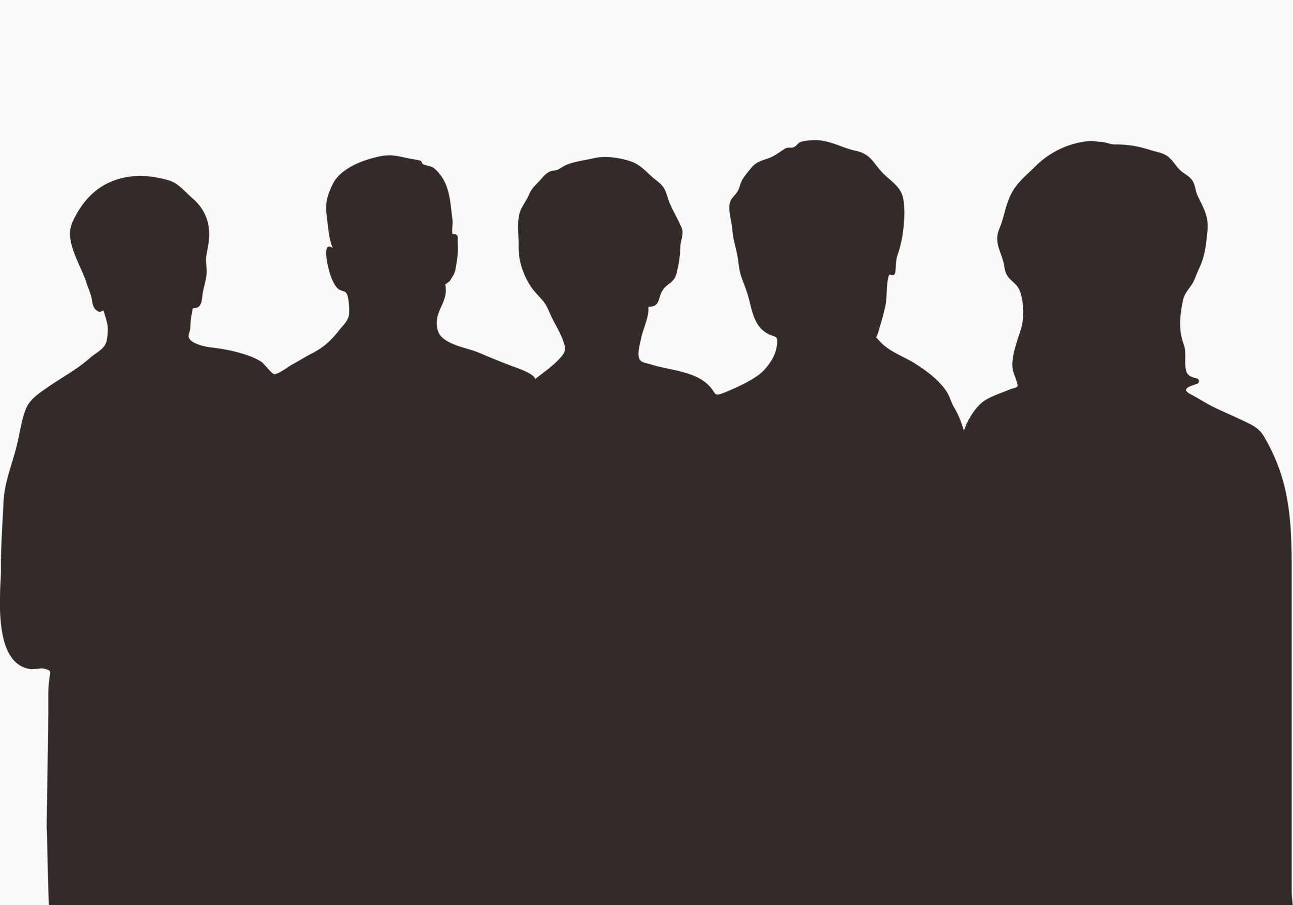 Silhouettes of men and women in an embrace, hugging, the concept